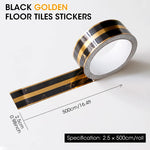 5M Black Golden Floor Tiles Stickers, Waterproof Tile Gap Tape, PVC Self Adhesive Tape Ceramic Tile Gap Tape for Detailing Walls, Floor Tile Gap, Cabinetry (2.5CM Width *5M Long)