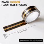 HASTHIP Floor Tiles Stickers for Walls and Floors with Self Adhesive PVC Design 2.5cm×5m | Black Golden Waterproof Tape