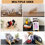 HASTHIP Plate Stands for Display with 5 Tier Stepped Design and Solid Wood Craft Show Use