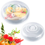 2Pack Plastic Microwave Lid with Easy-Grip Handle, Microwave Splatter Cover for Food, Food Grade PP Lid for Refrigerator, Heating Food, Dessert Serving, Camping (Diameter 7.87'' &9'')