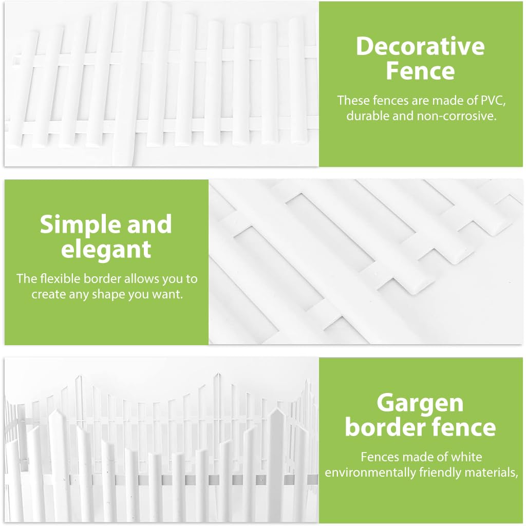 HASTHIP Garden Fence Border for Outdoor Decoration with Connectable Design 63x34cm PVC White Panels | Easy Installation for Lawn and Pathway Edging
