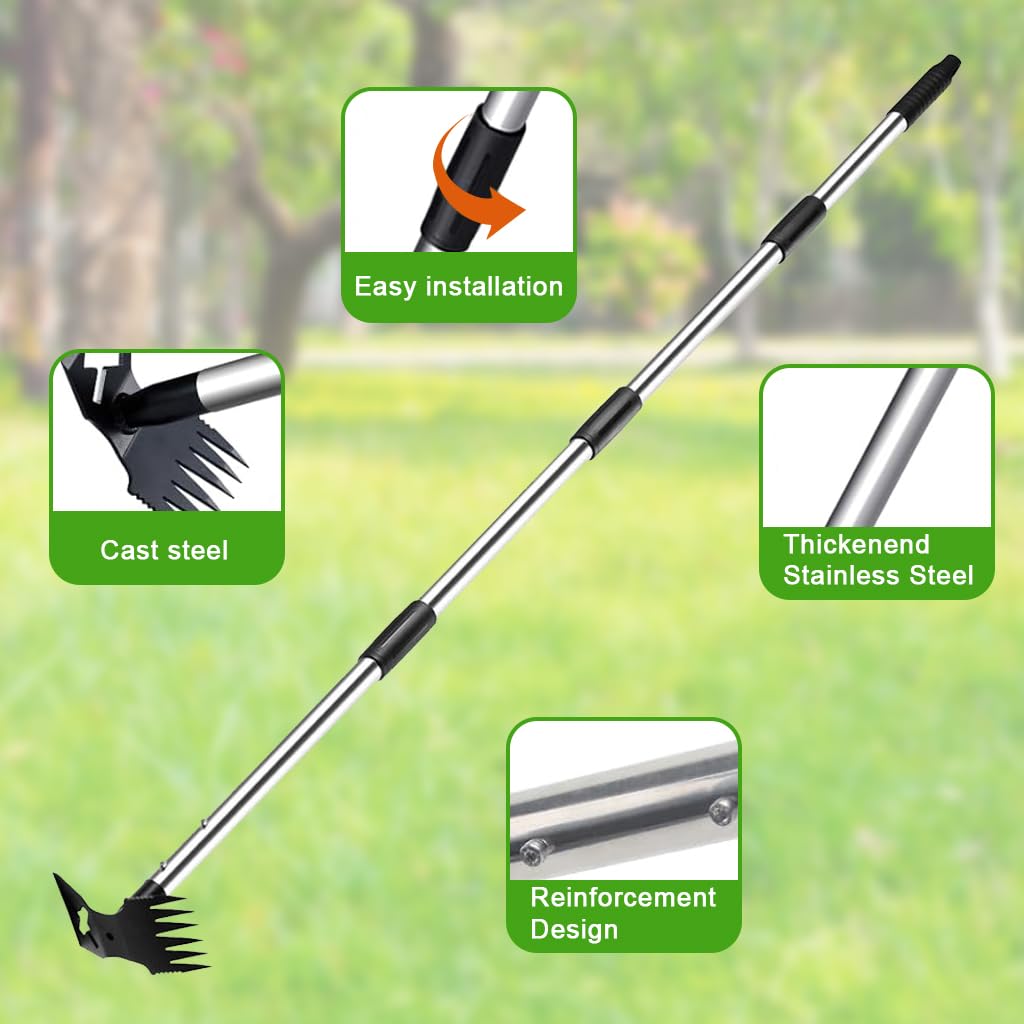 HASTHIP Weeder Tool for Gardening with 1.5m Long Handle and X Cutout Hoe | Stainless Steel