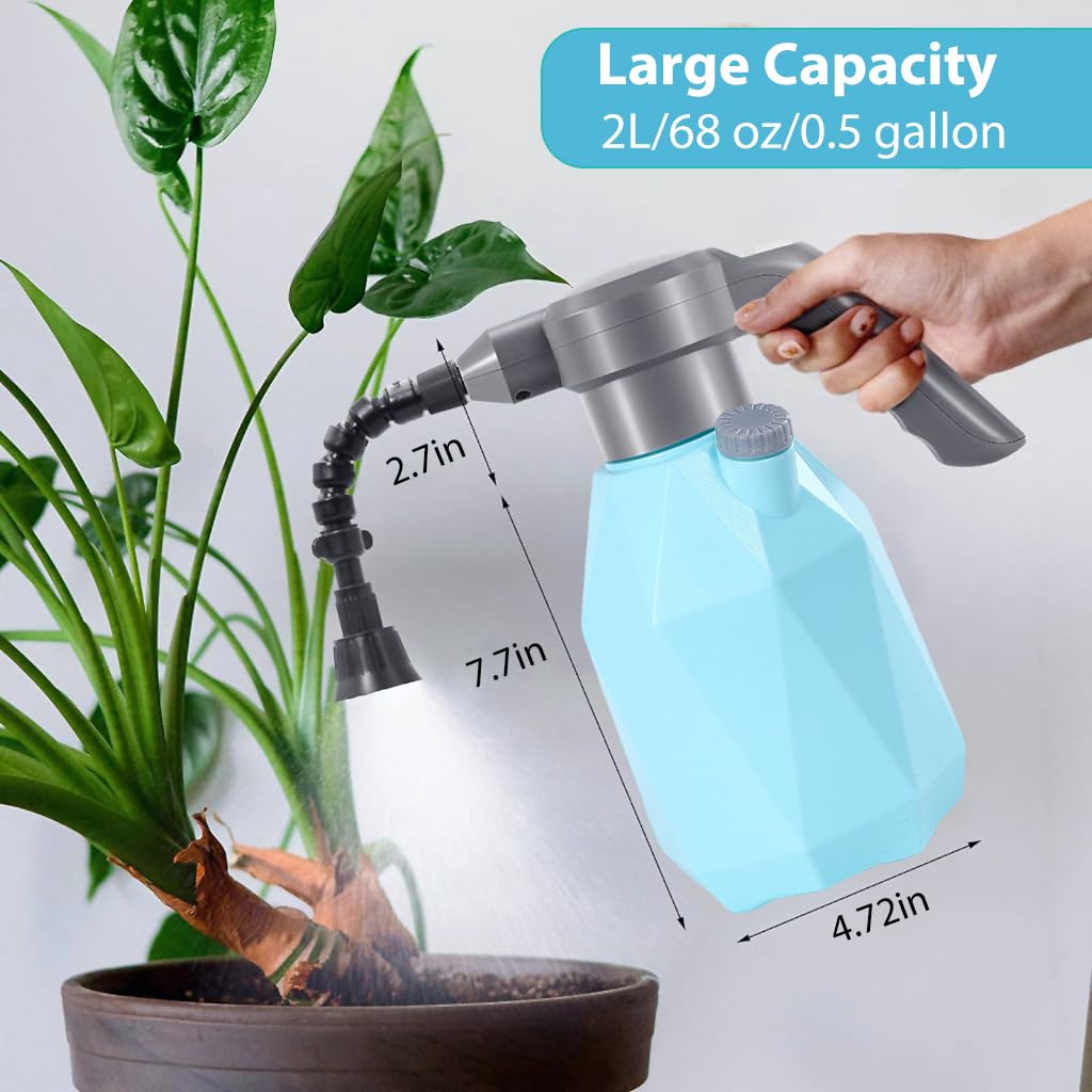 HASTHIP Electric Watering Spray Pump for Plants with 2L Tank and Dual Spray Nozzle | USB Rechargeable