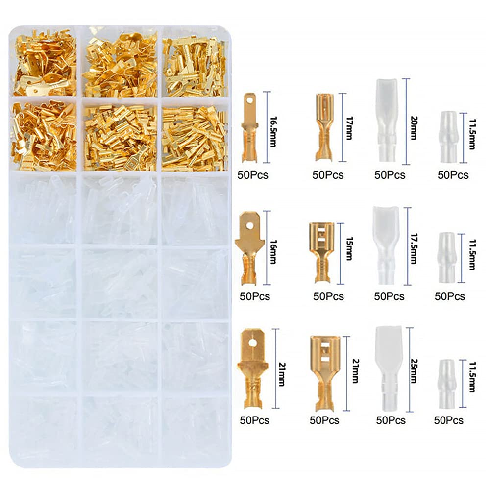 HASTHIP Wire Terminals Crimping Tool Kit with 600PCS Spade Connectors for AWG22-16 featuring Self-Adjusting Ratcheting Pliers | Alloy Steel Construction