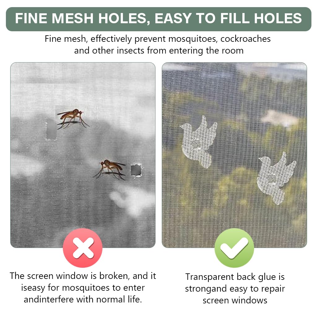 HASTHIP Net Repair Tape for Windows 10 Pcs with Dove Shape Mesh Patches | Fiberglass Self Adhesive Screen Repair