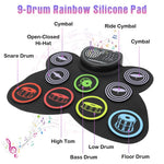 HASTHIP Electronic Drum Set for Beginners with 9 Pads and Dual Pedals | Portable Roll Up Design
