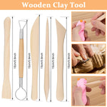 HASTHIP Clay Sculpting Toolkit for Polymer Clay and Ceramics with 25 Tools featuring Wooden Handles and Metal Tips | Storage Bag for Artists and Kids