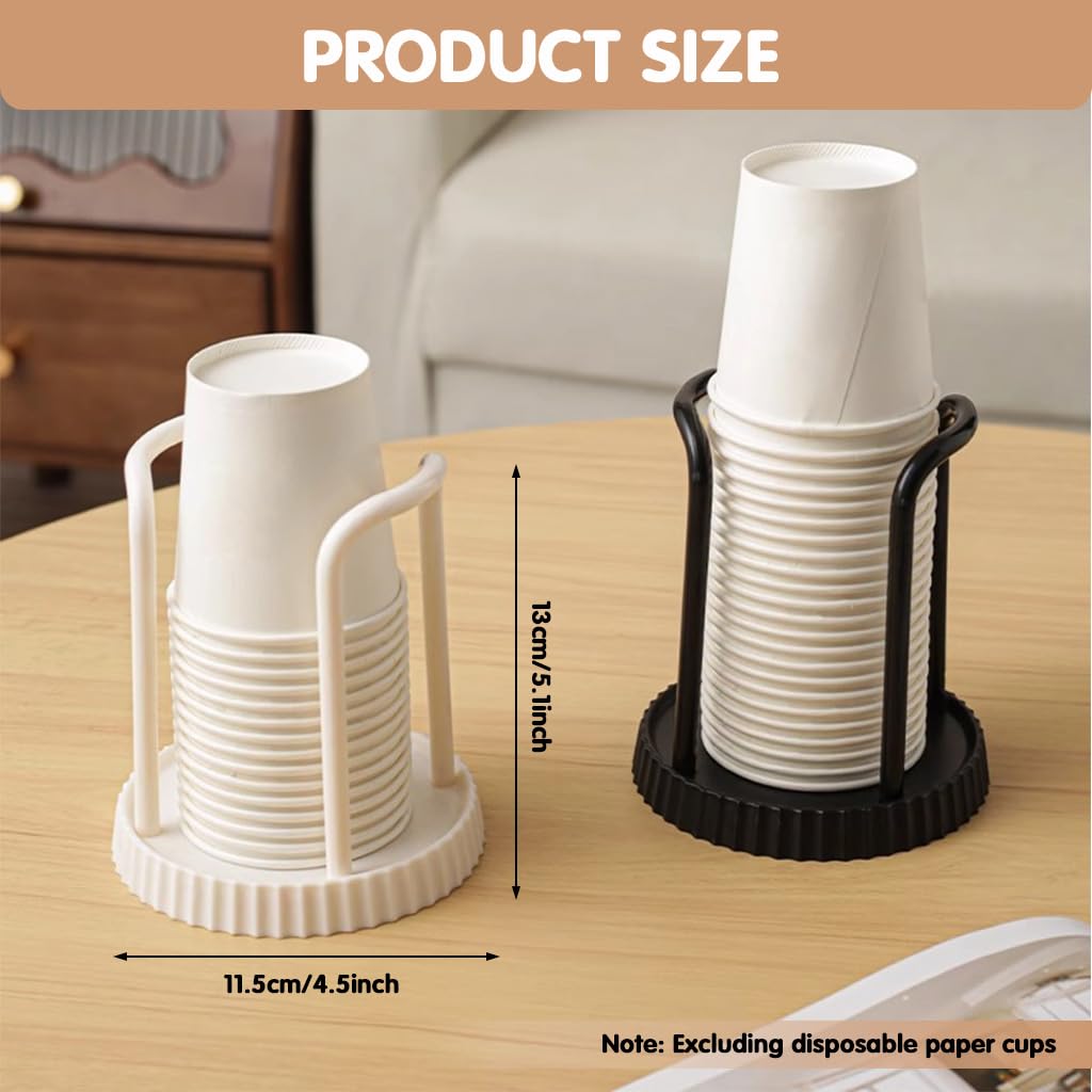 HASTHIP Paper Cup Dispenser for Home and Office with Dual Organizer Rack | Black and White Set of 2