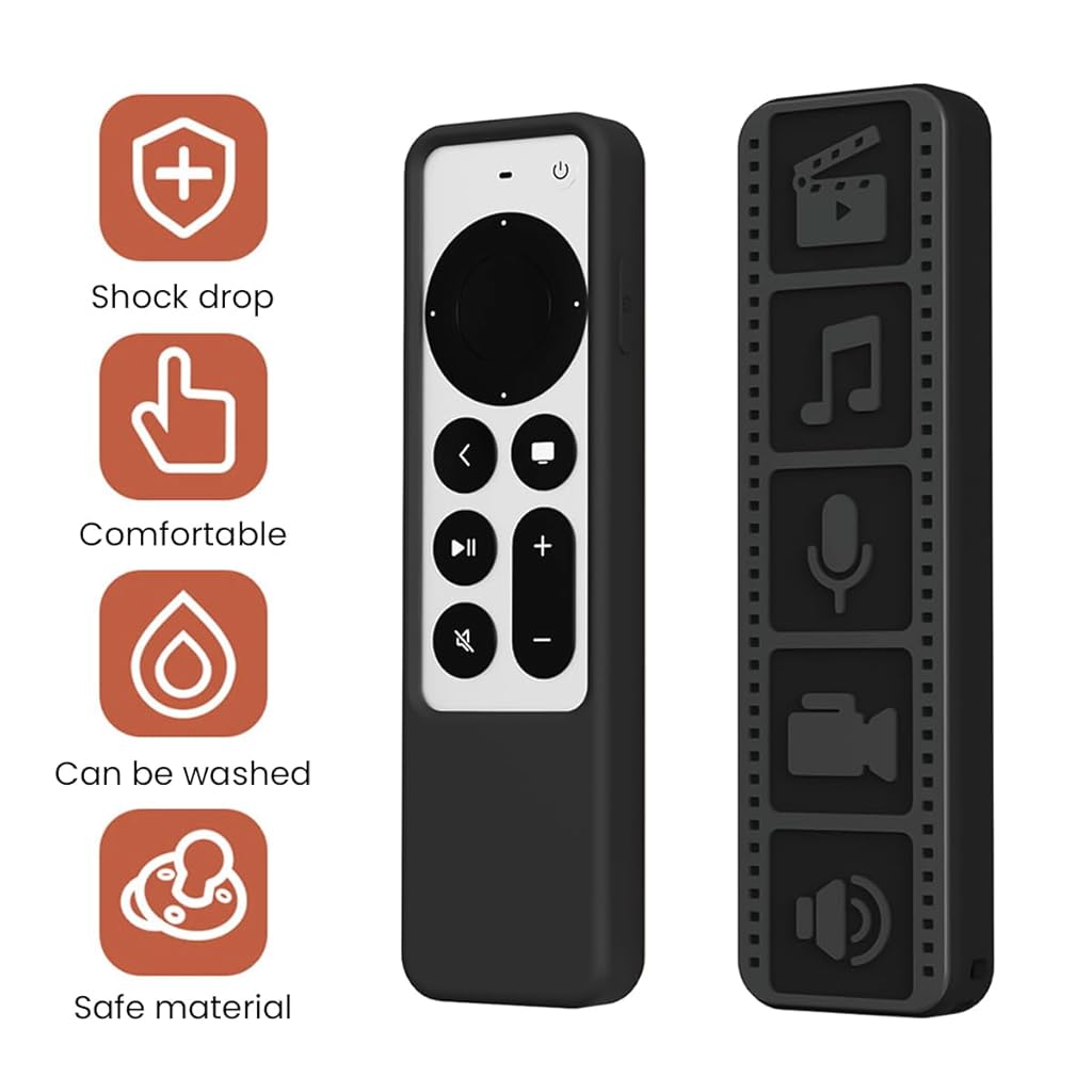 HASTHIP® Silicone Remote Cover for Apple TV 4K Remote Wear Resistant Silicone Protective Silicone Skin Cover Anti-Scratch Remote Case for Apple TV 4K Remote
