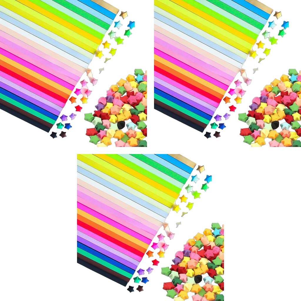 HASTHIP Star Origami Paper for DIY Crafts with 1030 Strips of 27 Colors | Double Sided Lucky Decoration