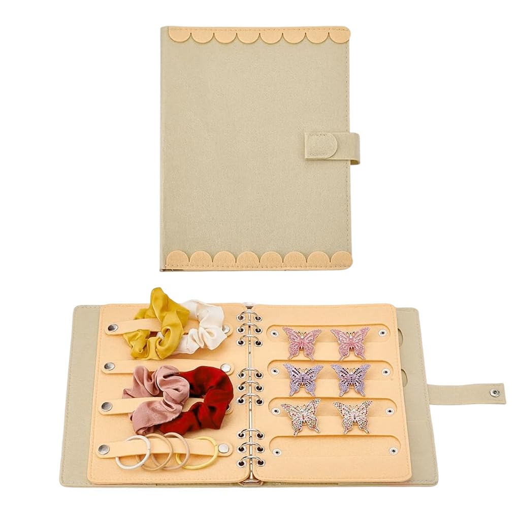 HASTHIP® Hair Accessories Organizer Book for Girls Portable Travel Felt Hair Clips Holder Organizers Large Capacity Foldable Headbands