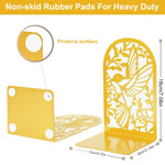 HASTHIP Bookends for Home and Office with Anti Slip Pads featuring Golden Metal Open Cut Design