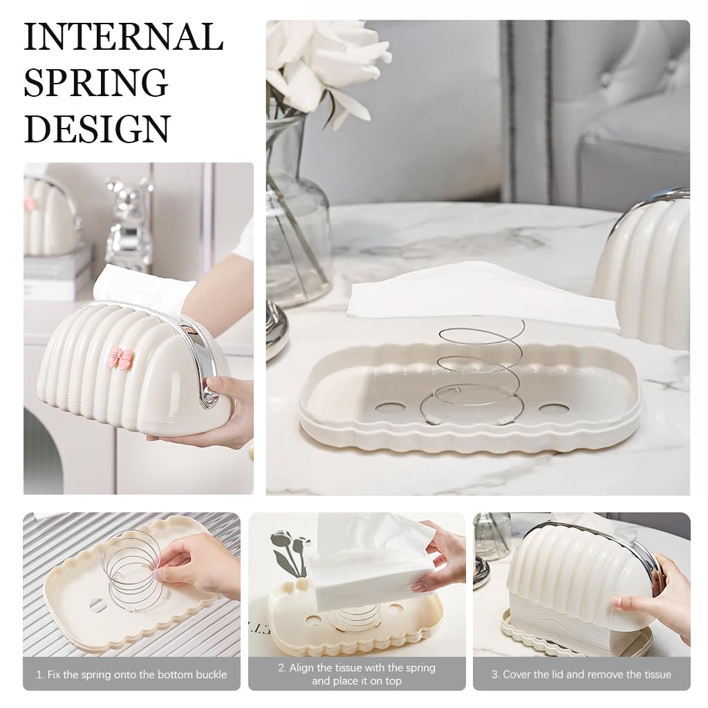 HASTHIP Tissue Paper Holder for Home and Office with Inner Spring Tray 21x13x11cm | PP Box
