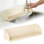 HASTHIP® Sink Splash Guard in Kitchen, Suction Cup L-Shape Bathtub Arm Rest Water Stopper, Grooved Surface Design, Bathtub Splash Guard Strip, 15.8 x3.6 x3.5 in-Beige