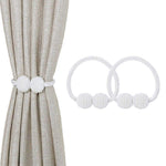 HASTHIP Magnetic Curtain Tiebacks for Bedroom featuring Strong Magnet and Pearl Design | 2PCS White