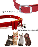 Adjustable Cat Belt, Strong Breakaway Buckle, Cat Collar With Bell, Velvet Neck Strap for Kitten Cat, Safety&Comfort 33.5CM - Red (Pack of 1)