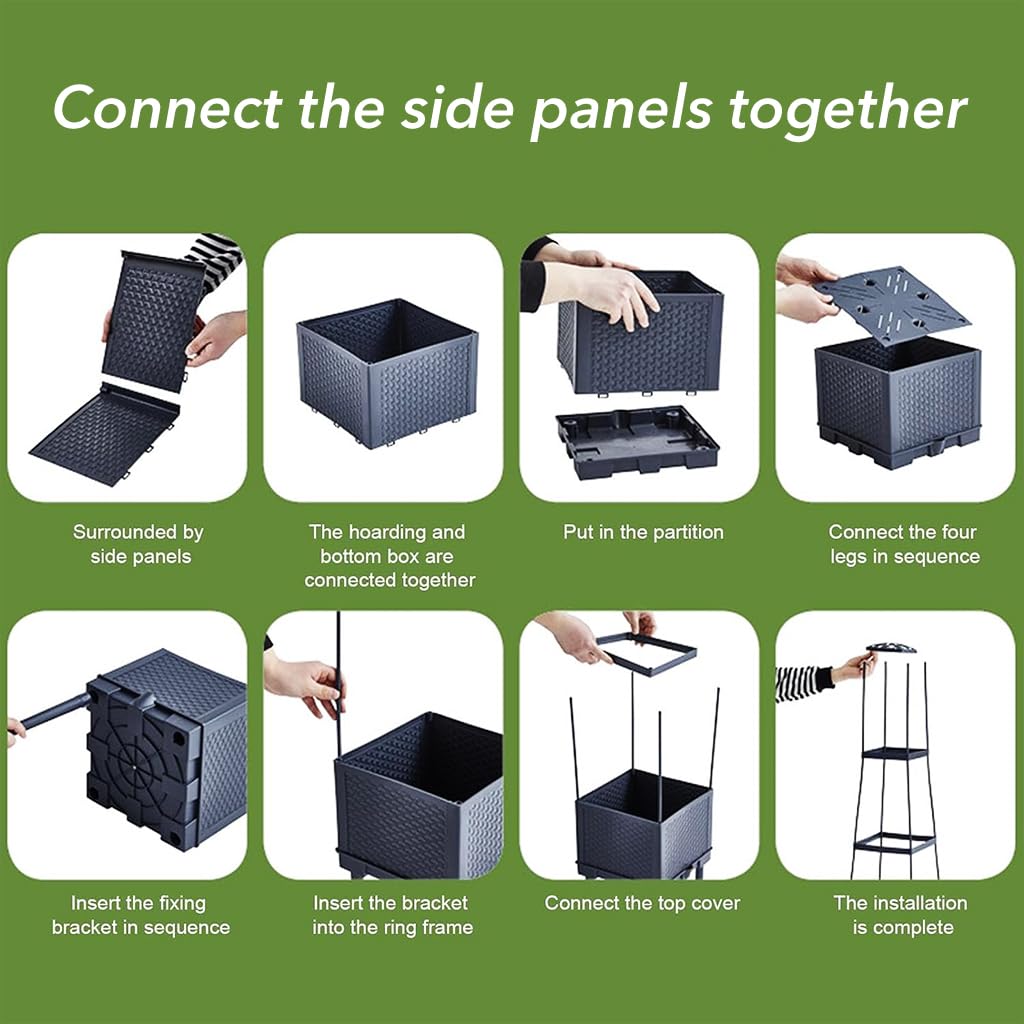 HASTHIP Plant Stand Support for Climbing Plants with 114cm Trellis | UV‑Resistant PP Planter Box