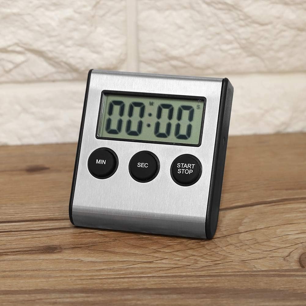 HASTHIP LCD Digital Timer for Kitchen Study and Workout featuring Magnetic Bracket | Black