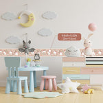 HASTHIP Wallpaper Border for Kids Rooms with Peel and Stick Design 0.32ft x 9.84ft PVC | Pink Unicorn Floral Decor