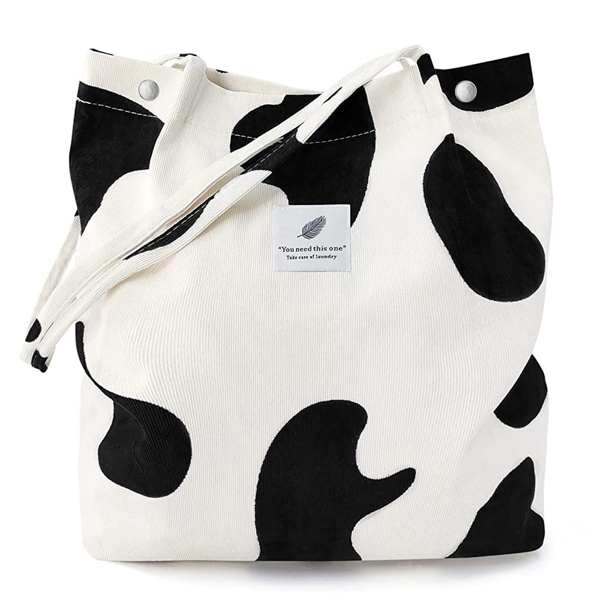 HASTHIP® Bolso Tote Mujer Pana Gran Capacidad Bolsa de Hombro Reutilizable Multifuncional con Cremallera, Bandolera Lavable para Escuela Trabajo Compras Viaje Diario, Beige