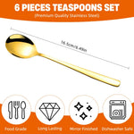 HASTHIP Gold Spoons for Parties and Dinners featuring 6.6 in Ergonomic Design | Set of 6 Stainless Steel