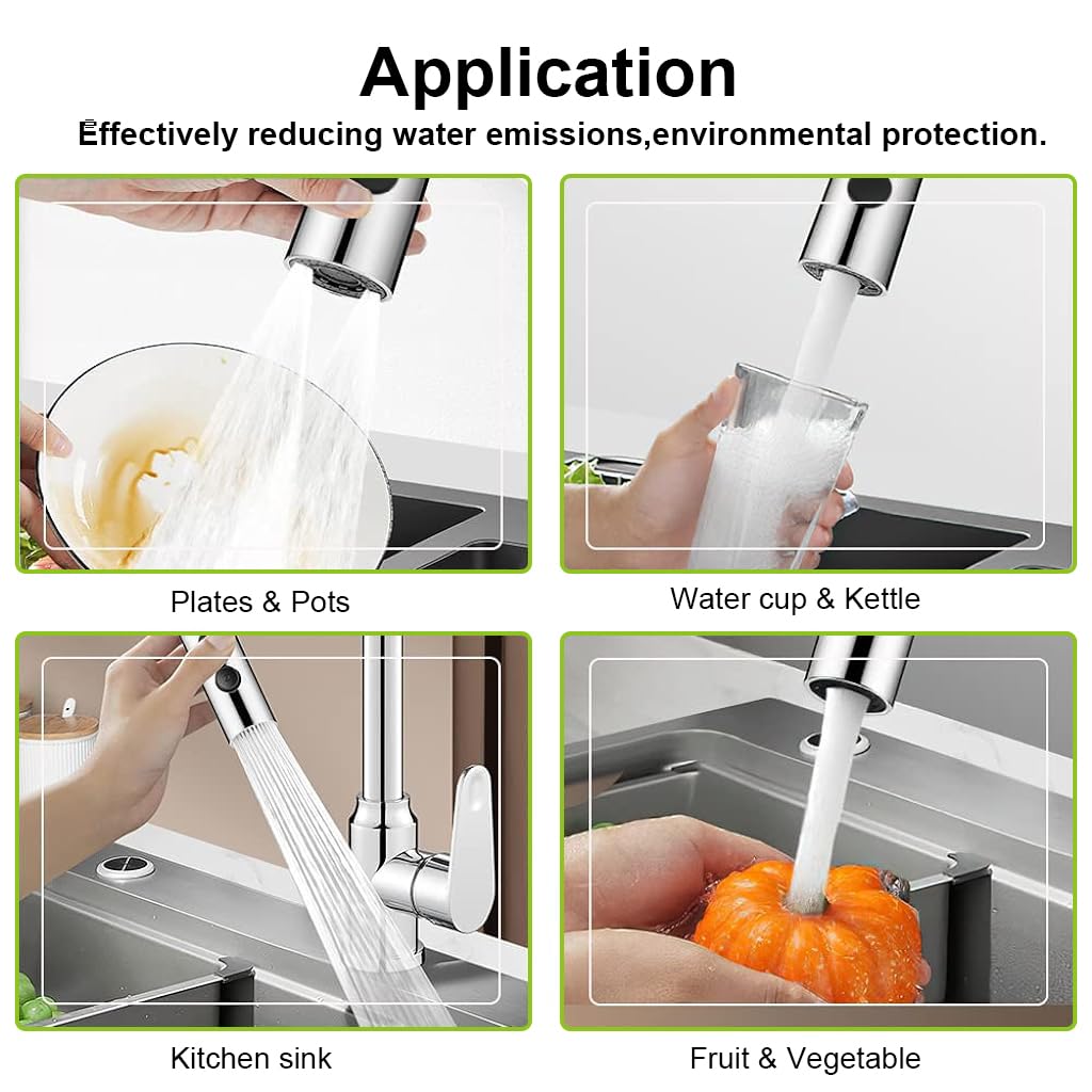 360° Swivel Tap Extender for Kitchen Sink, Kitchen Tap Extension with 3 Flow Modes Tap Faucet, Kitchen Sink Tap Wash Basin Taps Water Saving Splash Proof Faucet Replacement Faucet Tap Adapter