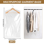 HASTHIP Plastic Hanging Garment Bag for Wardrobe Storage with Hanger Hole | 30pcs 23.6 x 35.4 in Transparent Dustproof Covers
