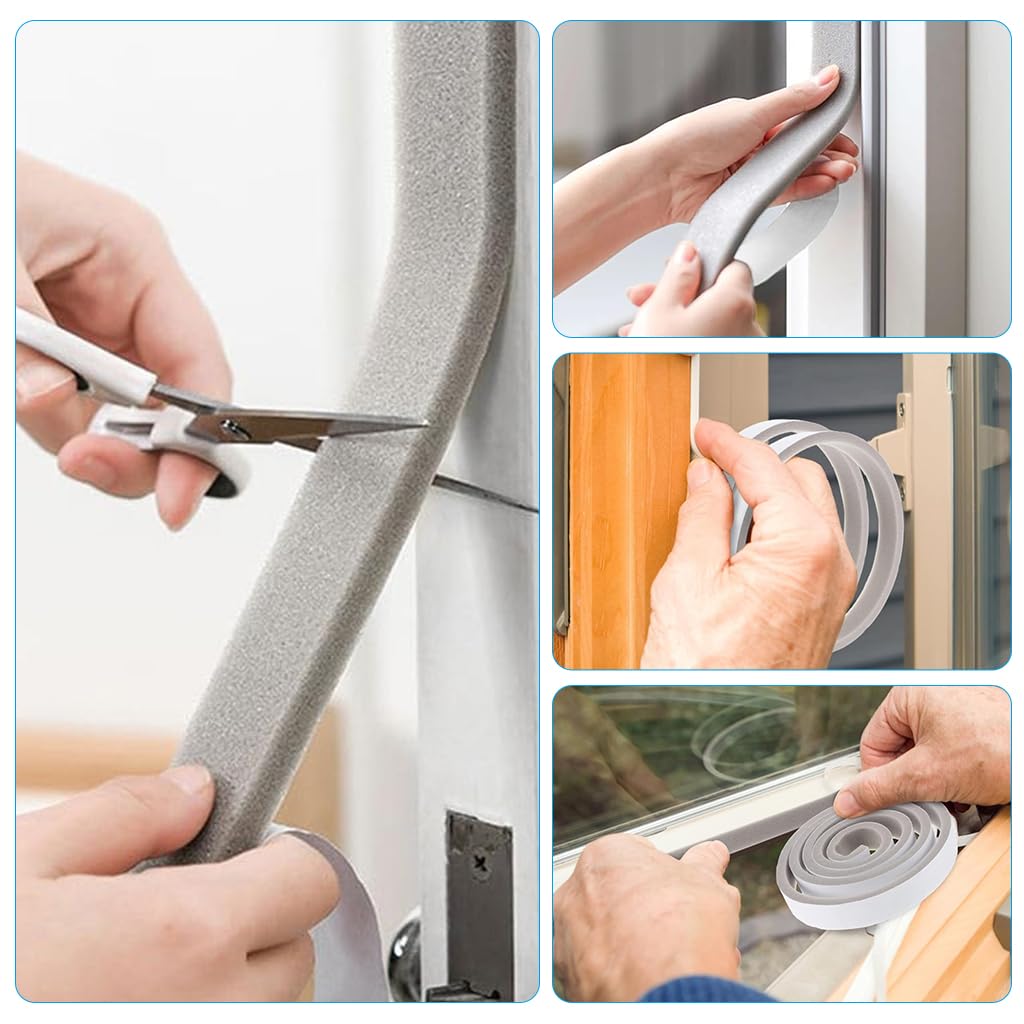 HASTHIP Window Gap Sealing Tape for Noise Reduction and Dust Proofing 3x200cm | Self Adhesive Foam Strip