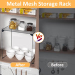 HASTHIP Folding Metal Storage Rack for Kitchen Countertop with Mesh Shelf | Space-Saving Organizer