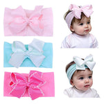 HASTHIP® 3 Pcs Baby Girl Soft Nylon Bow Elastic Headband
