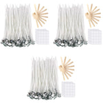 HASTHIP DIY Candle Making Tool Kit with 100 pcs 6 in Wicks and 10 Wooden Holders | 60 Wick Stickers for Scented Candles