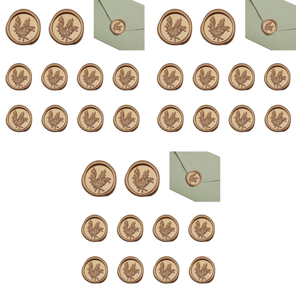 HASTHIP Wax Seal Stickers for Wedding Invitations and Envelopes 30PCS | Golden Self-Adhesive Seals