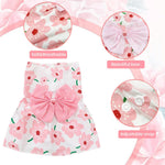 ZIBUYU® Florals Pattern Dog & Cat Dress Female with Lovely Bow - Cute Pet Apparel, Cat Dress & Dog Clothes for Medium Dogs, Birthday Pet Dress (Size L: Bust 45cm, Length 35cm)
