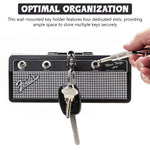 HASTHIP Guitar Amp Key Holder for Music Lovers with 4 Plug Keychains and Wall Mount Kit | 21.5x4.5x9cm Black