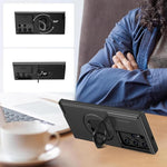 HASTHIP® 6.8" Black Samsung Galaxy S22 Ultra Case with Sliding Camera Protector, MagSafe Compatible Ring Holder, Durable TPU, Anti-Scratch, Hands-Free Stand