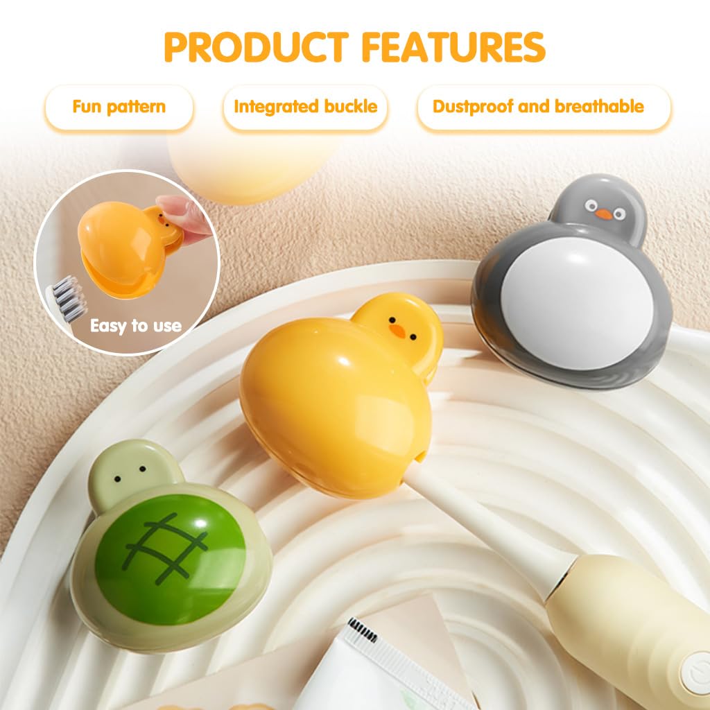 HASTHIP Toothbrush Cover Case for Travel with Dustproof Clip Design 3pcs | Kids & Adults