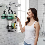 HASTHIP Shower Caddy for Bathroom Toiletries with 3 Metal Baskets and Hooks | No‑Drill Quick‑Dry Organizer