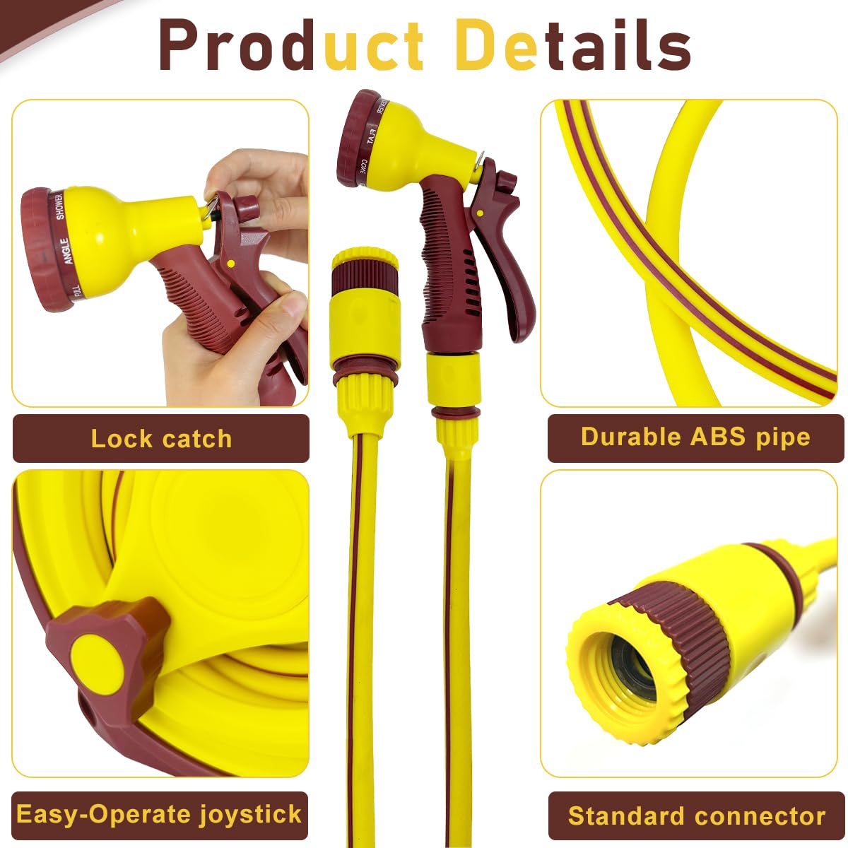 HASTHIP® 32.8Ft Garden Hose Sprayer with Hand Crank Reel High Pressure Garden Hose Sprayer with Multi Modes, Labor Saving Car Washing Hose Sprayer Garden Hose Sprayer for Gardening, Car Washing