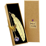 Supvox® Metal Feather Bookmark with Glass Beads Pendant, Vintage Feather Butterfly Bookmark for Reading Enthusiasts and Gifting, Bookmark Gift for Teachers Women Student, Random Color Flowers (Purple)