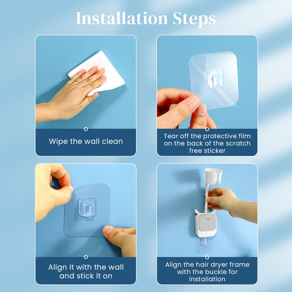 HASTHIP Hair Dryer Stand for Bathroom with 180 Degree Rotating Arm and Self Adhesive Mount
