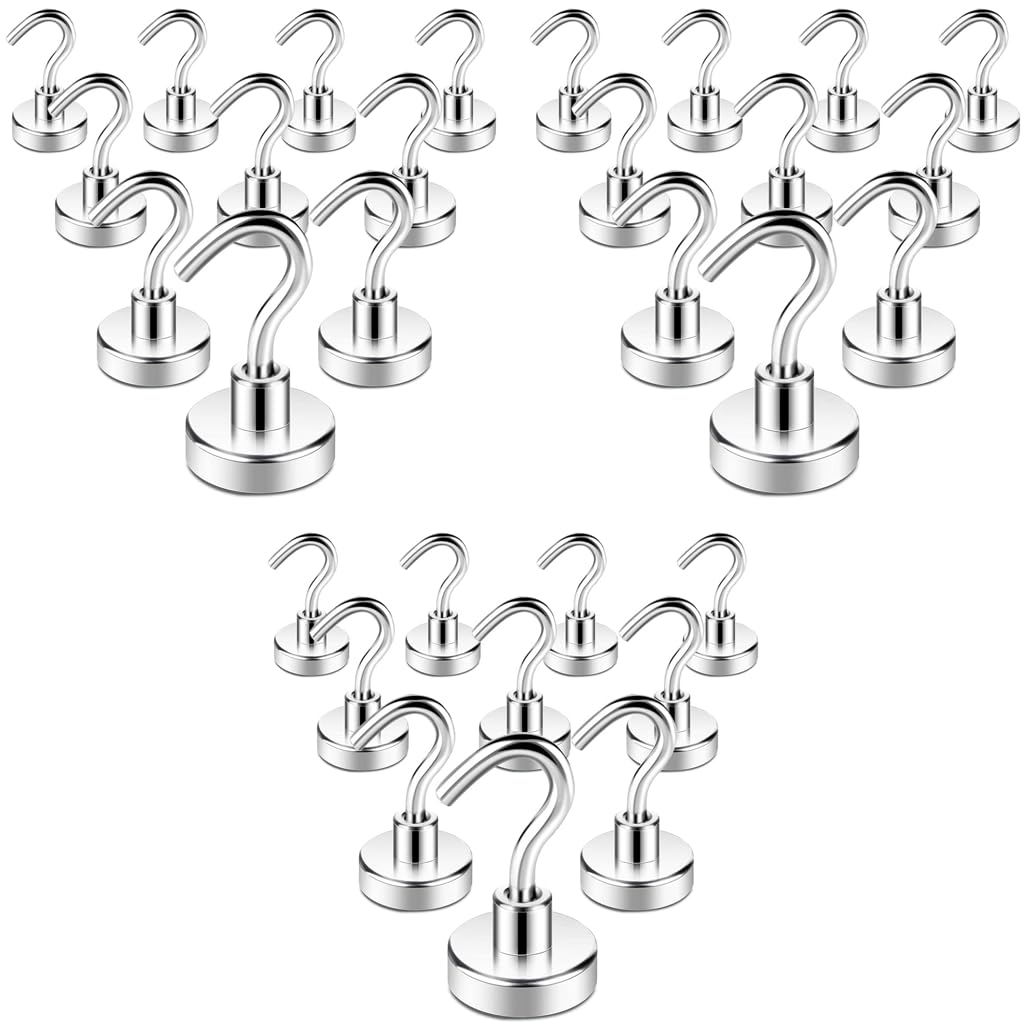 HASTHIP Neodymium Magnets Powerful Hooks for Fridge and Ceiling | 6KG 13LBS Steel Base Pack of 10