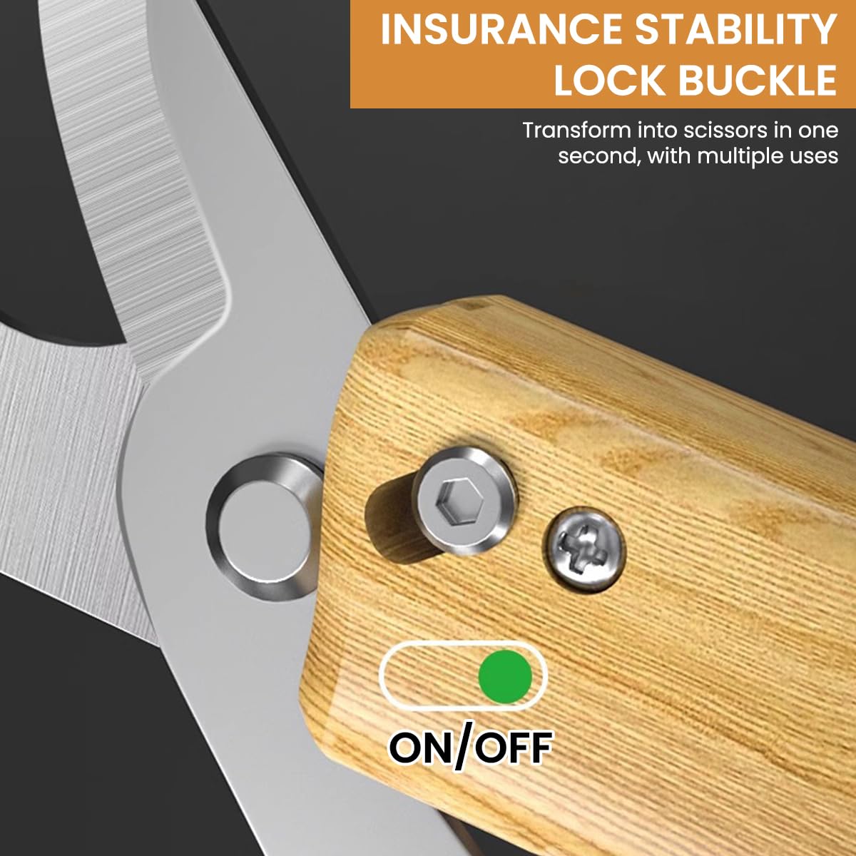 HASTHIP Grafting Cutter Tool 3 in 1 for Gardening featuring Wooden Handle and Steel Cleft
