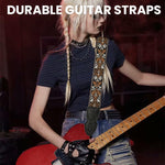 HASTHIP Guitar Strap for Acoustic, Electric and Bass Guitars with Pick Holder Slot and 85–140cm Adjustable Length | Jacquard Embroidered Cotton