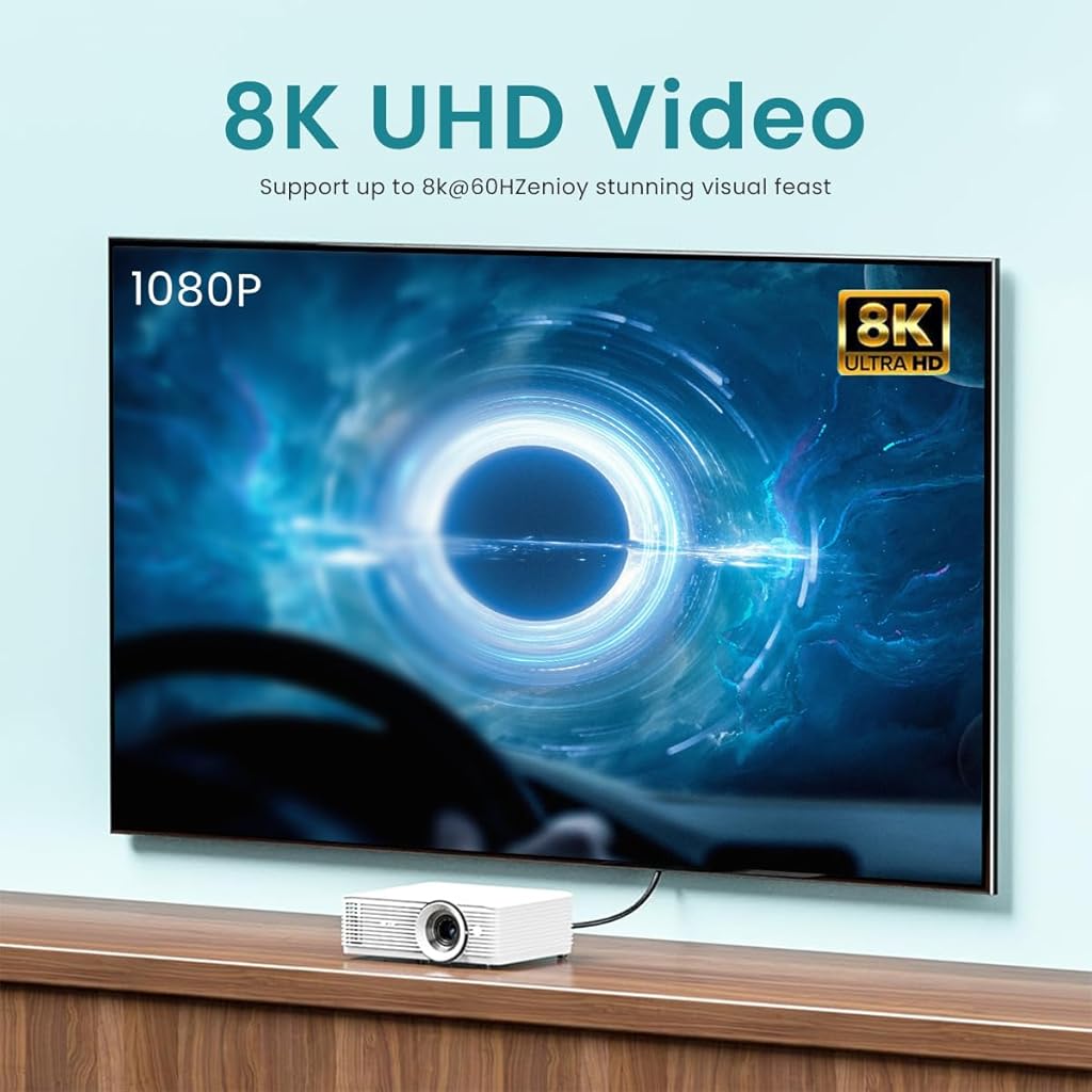 HASTHIP® HDMI to HDMI Adapter 8K, HDMI 2.1 Female to Male Connector Extension Adapter Support 8K@60Hz / 4K@120Hz 48Gbps UHD 2160P 1080P 3D, HDR, ARC for Laptop, PC, Monitor, Roku TV