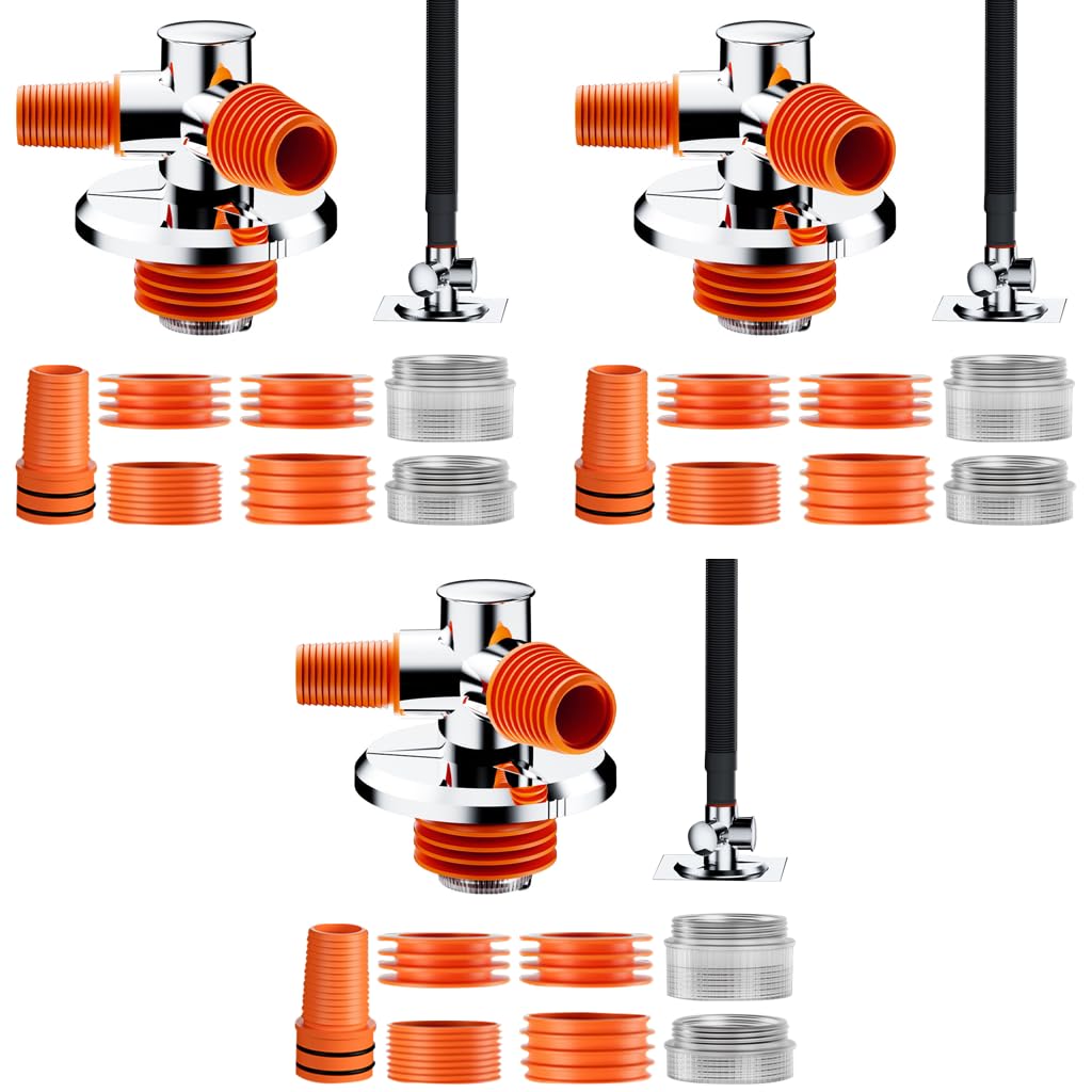 HASTHIP Washing Machine Drainage Adaptor for Floor Drain with Anti Odor Gravity Valve | 3PCS ABS Connector