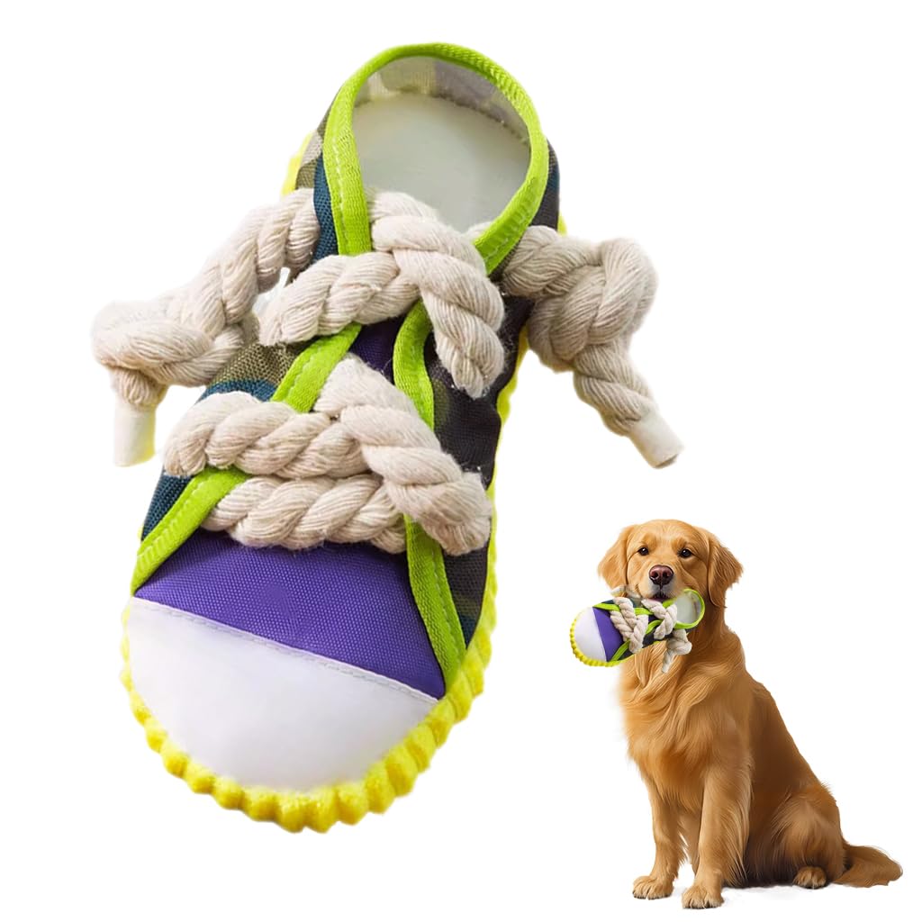 HASTHIP® Dog Rope Tug Toy, Dog Chew Toy with Thick Cotton Rope for Dental Health, Aggressive Chewer Safe for Training, Exercise and Teeth Cleaning (Shoe Lace Design)