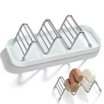 HASTHIP® Stainless Steel Soap Holder with Drip Tray, Wavy Wire Soap Dish, Rustproof Bathroom Soap Rack with Drainage Tray for Sink, Shower & Kitchen