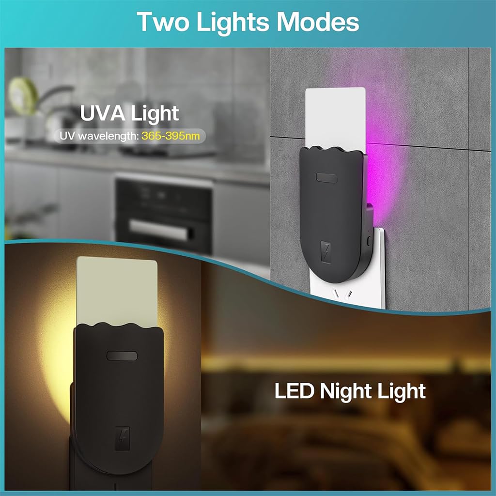 HASTHIP Mosquito Trap Light for Bedrooms with 5Pcs Sticky Cards and UVA Attractant | Child Friendly Plug and Go 110x73x55mm