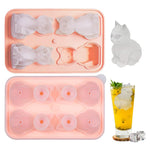 HASTHIP® Cat Ice Cube Tray,Large 2.2 Inch Silicone Whiskey Ice Mold for Cocktails,Bourbon and Brandy Cute Cat Shaped Cube Maker Fun Novelty Gift for Lovers-Pink
