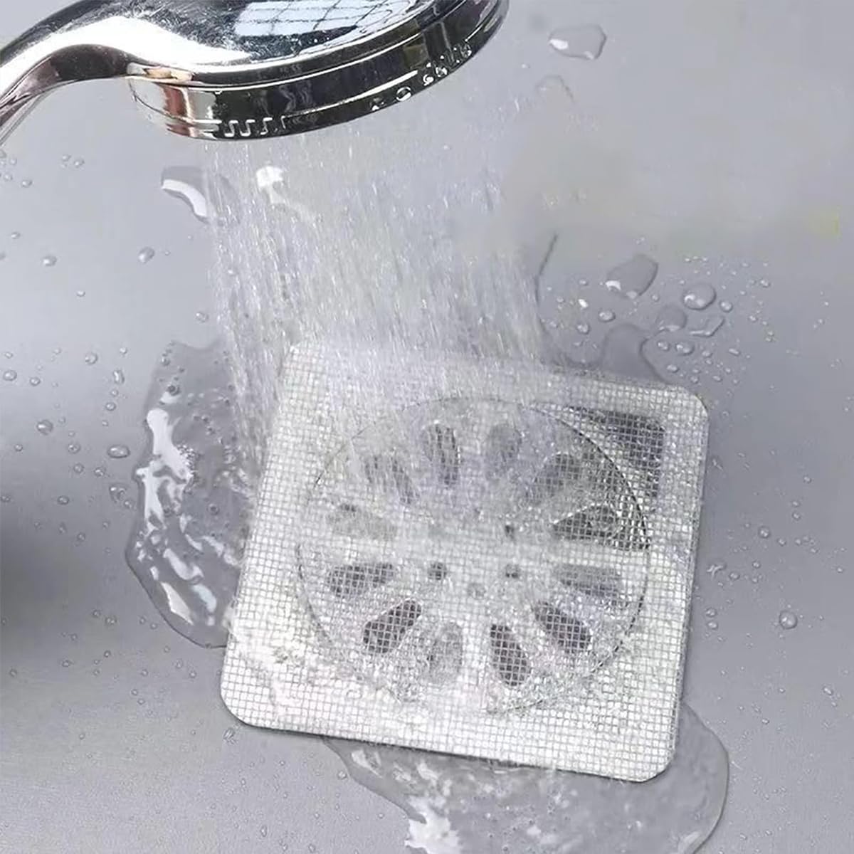 HASTHIP Disposable Shower Drain Hair Catcher for Bathroom and Kitchen | 10 Pack 4 x 4 in Mesh Stickers with Waterproof Adhesive